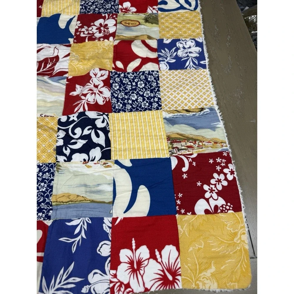Hawaiian Quilt Blanket Beaches Floral‎ Print Patch Lap Baby Blanket Handmade